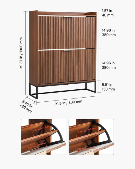 Wooden shelf with dimensions labeled on a white background