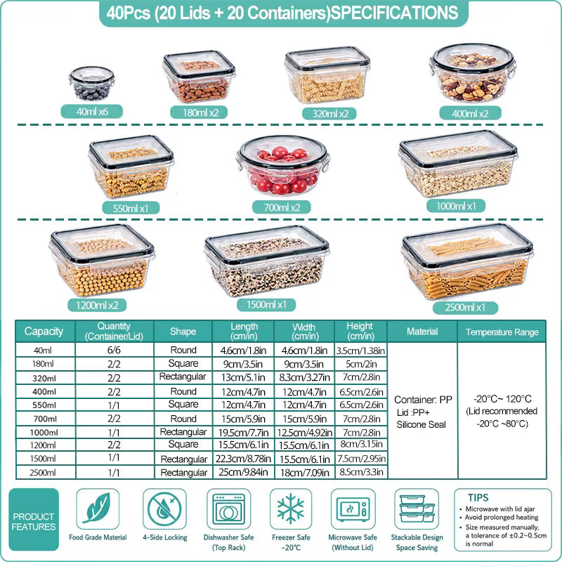 Airtight Stackable Food Storage Container Sets