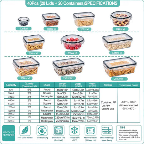 Airtight Stackable Food Storage Container Sets