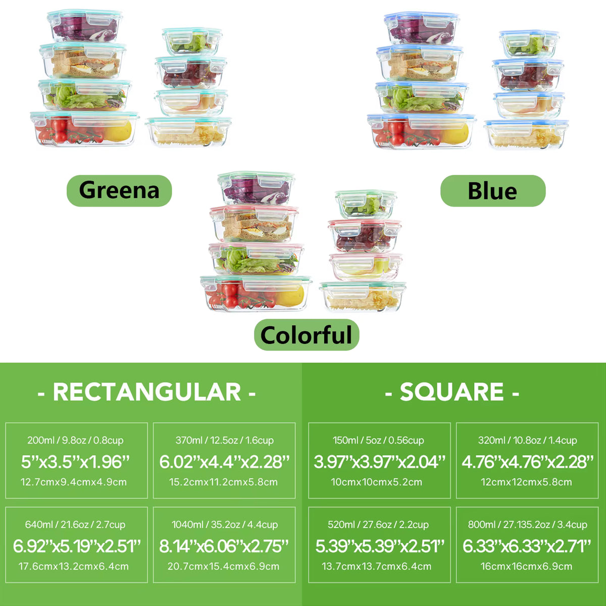 8-Container Glass Food Storage Set