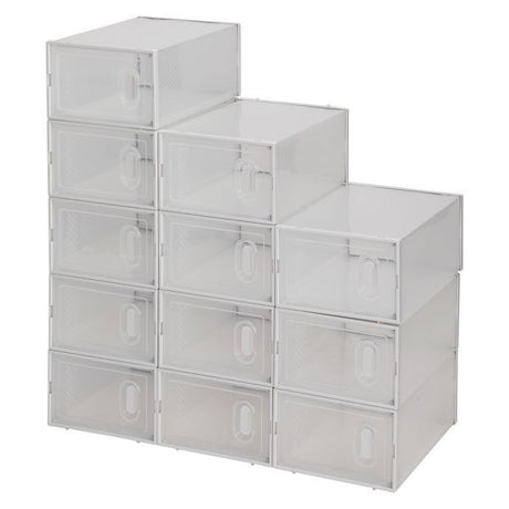 Clear Front-Opening Stackable Shoe Boxes – 12 Pack