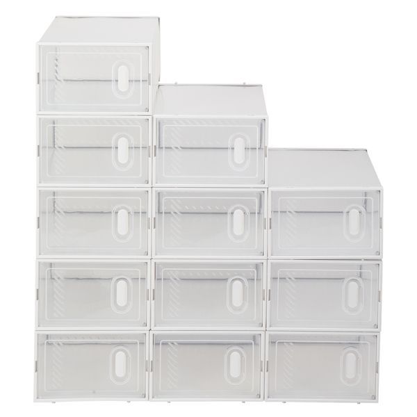 Clear Front-Opening Stackable Shoe Boxes – 12 Pack