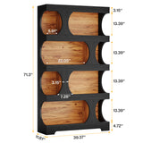 Wooden shelf with dimensions labeled on a white background