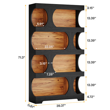 Wooden shelf with dimensions labeled on a white background