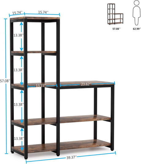 Bookshelf with dimensions labeled on a white background