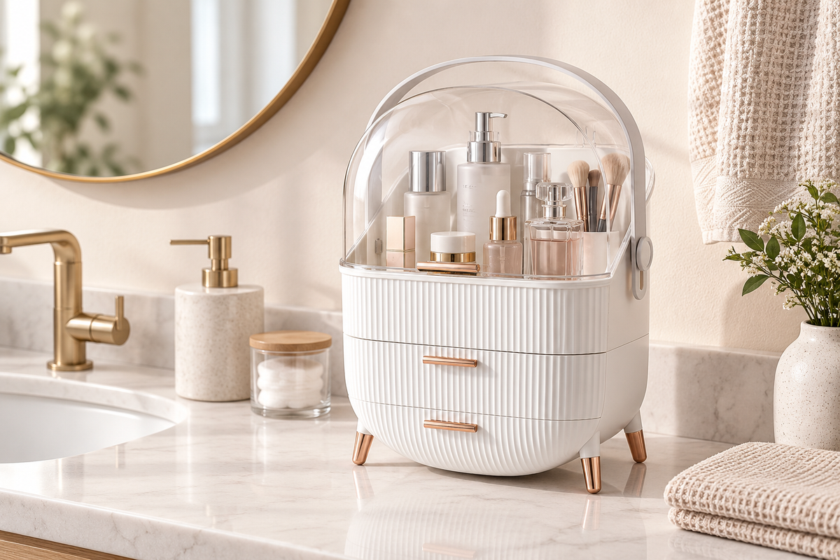 Covered Makeup & Skincare Organizer with Drawers