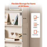 Furniture with flexible storage for items of all sizes, showing dimensions and examples on a white background.