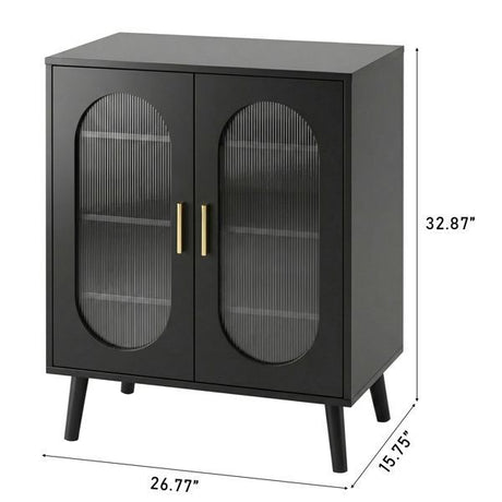 Black LED shoe cabinet measuring 26.77 inches wide and 32.87 inches high