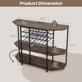 Corner shelf with dimensions and weight capacity labels on a neutral background