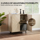 Wooden storage cabinet with adjustable shelves in a room with a window and plant.