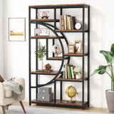 Decorative bookshelf with various items in a room setting