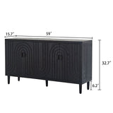 Black cabinet with dimensions labeled on a white background