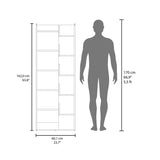 Measurement chart showing a ladder and a person's silhouette with dimensions labeled.