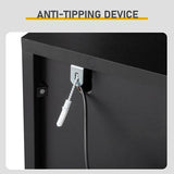 Anti-tip wall attachment included with the black shoe cabinet