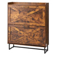 Wooden cabinet with X-shaped design on doors on a white background